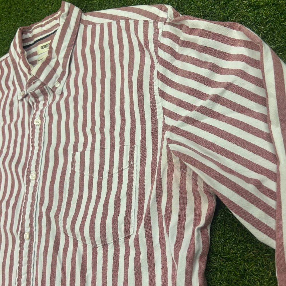 Goodthreads Mens XL Oxford Shirt White Striped Long Sleeve Button Down Standard - Picture 3 of 6